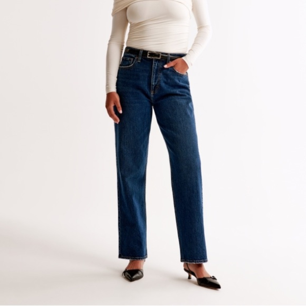 Abercrombie & Fitch Women's Dark Blue Straight Jeans